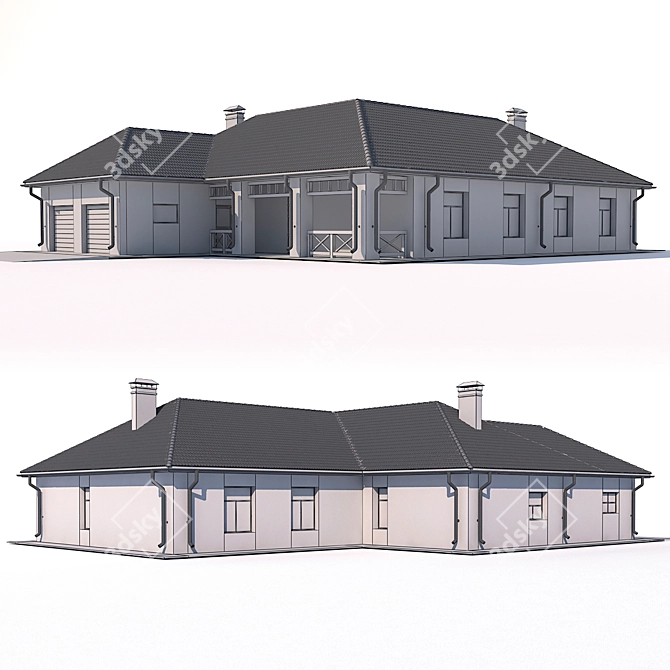 Quaint Cottage with Attached Garage 3D model image 3