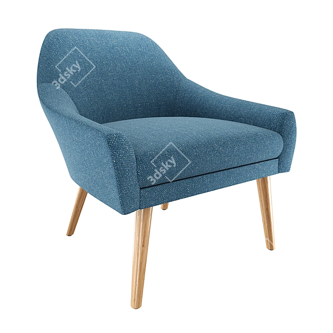 Modern Blue Grey Wood Armchair 3D model image 1