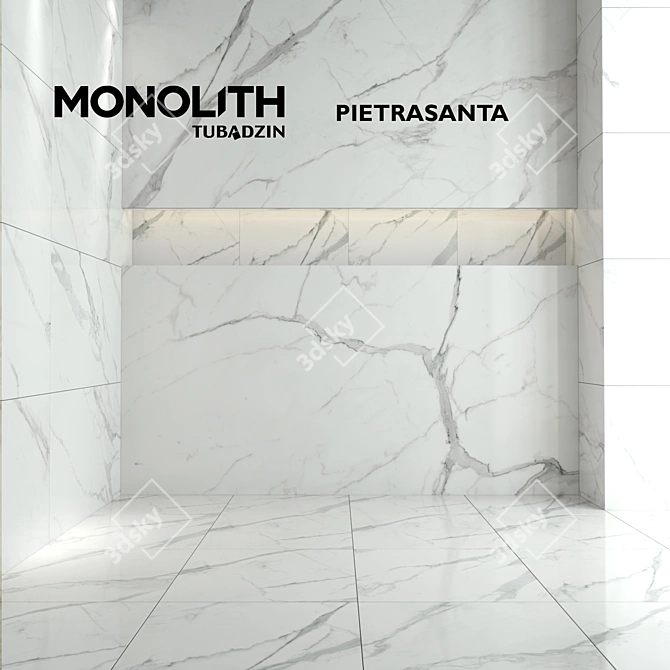 Monolith Pietrasanta: Elegant Textured Polished Porcelain 3D model image 1
