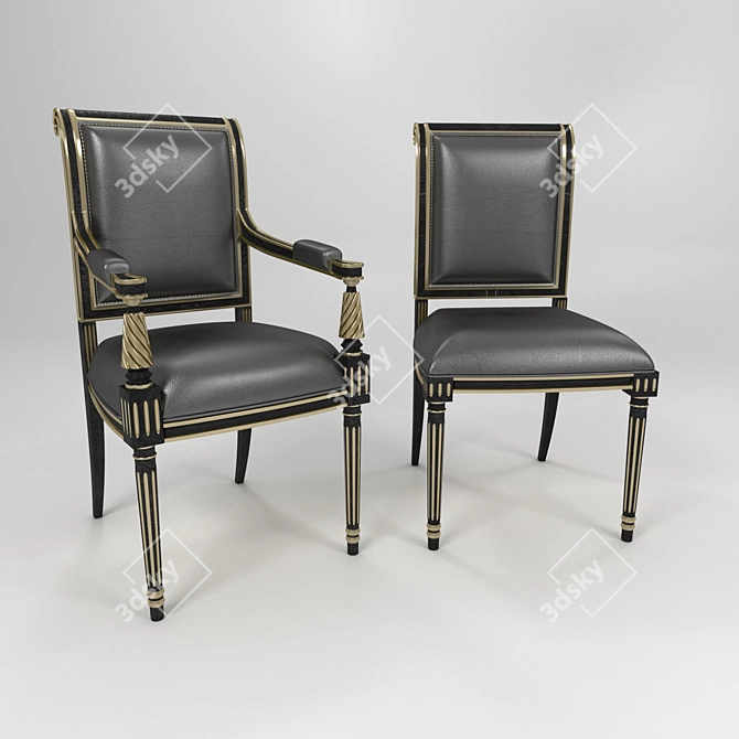 Elegant Regency Armchair: Exquisite Carved Wood 3D model image 1