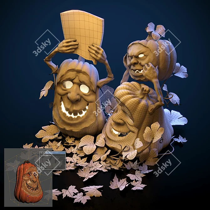 Spooky Pumpkin Halloween Party 3D model image 3