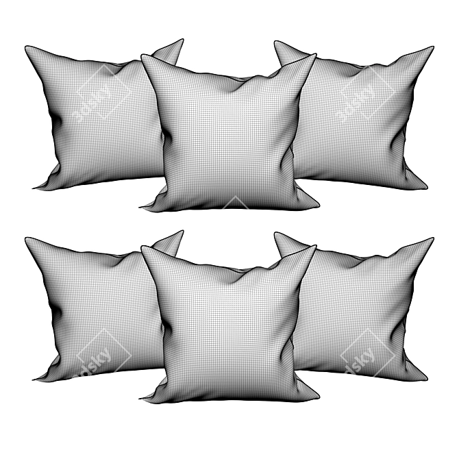 Elegant Collection of Decorative Pillows 3D model image 2