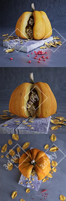 Pumpkin Slices with Seeds 3D model image 2