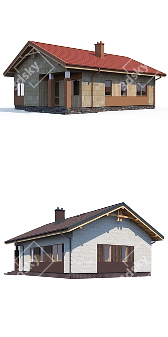 Modern Private House Design Kit 3D model image 2