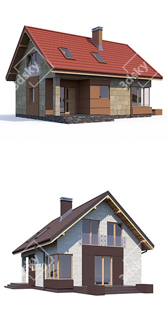 Modern ABS House Design Kit 3D model image 2