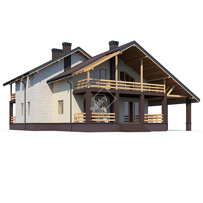 Modern ABS House Design 3D model image 1