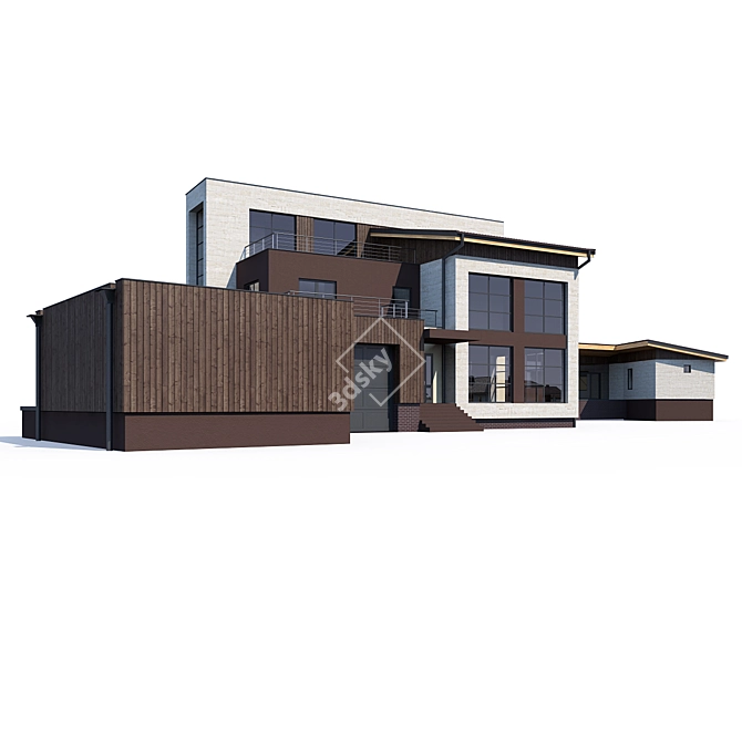 Modern Private House V117 3D model image 1