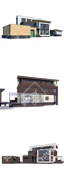 Modern Private House V117 3D model image 3