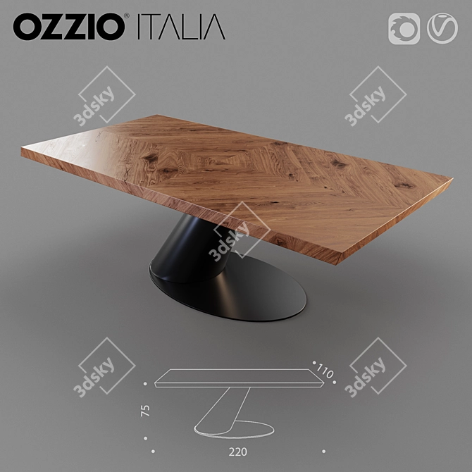 Ozzio Italia Thor Fisso: Stylish 8-Seater Dining Table 3D model image 1