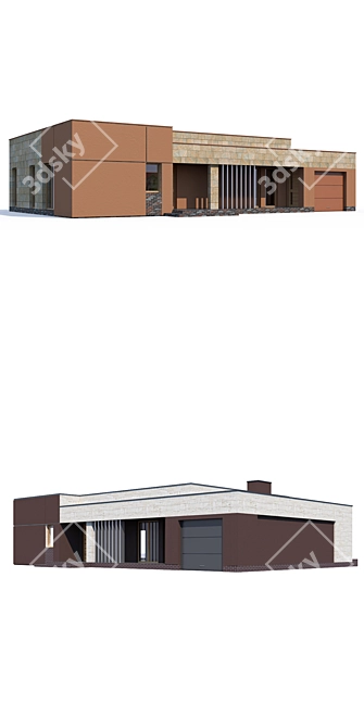 Modern Private House Design Kit 3D model image 2