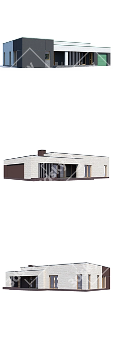 Modern Private House Design Kit 3D model image 3