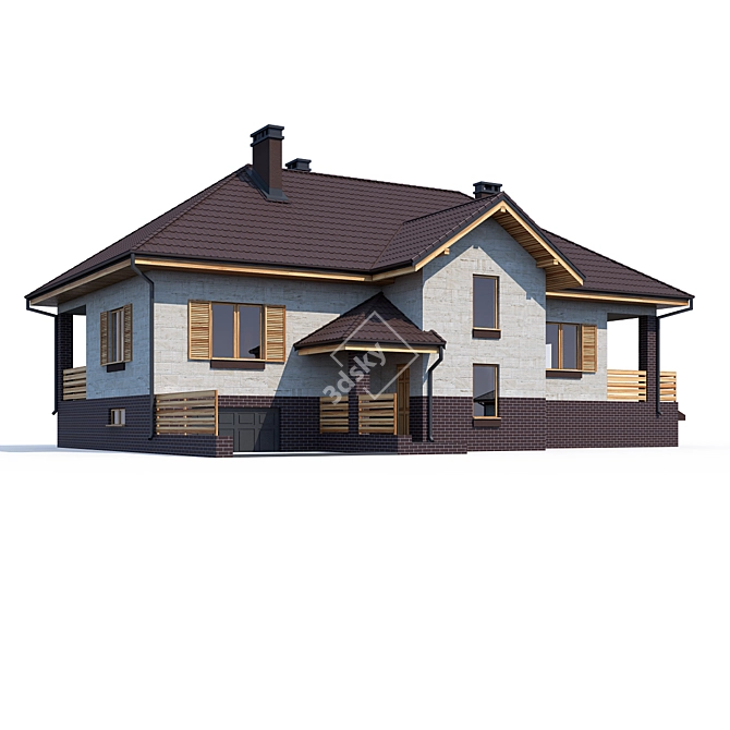 Modern Private House Design Kit 3D model image 1