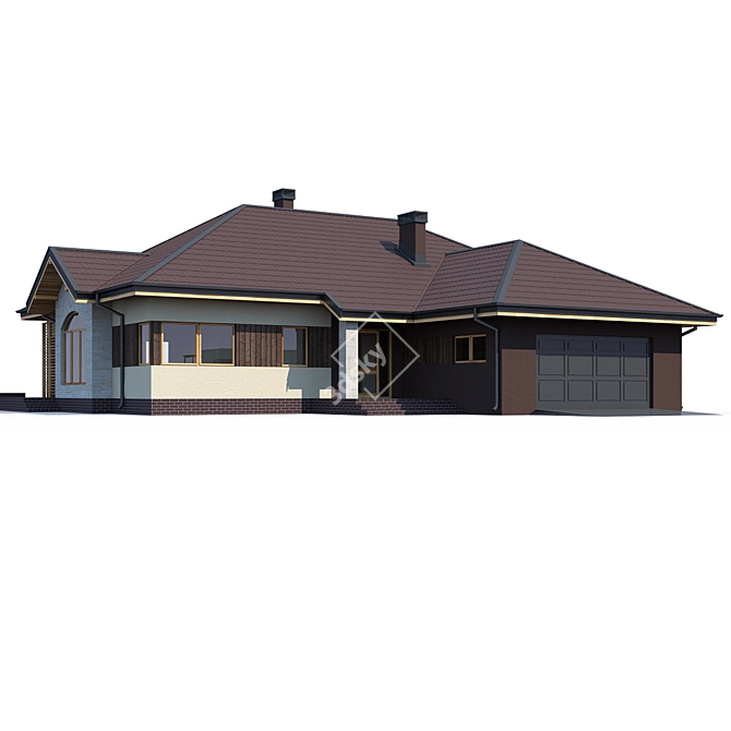 Modern Private House with Multiple Facade Options 3D model image 1