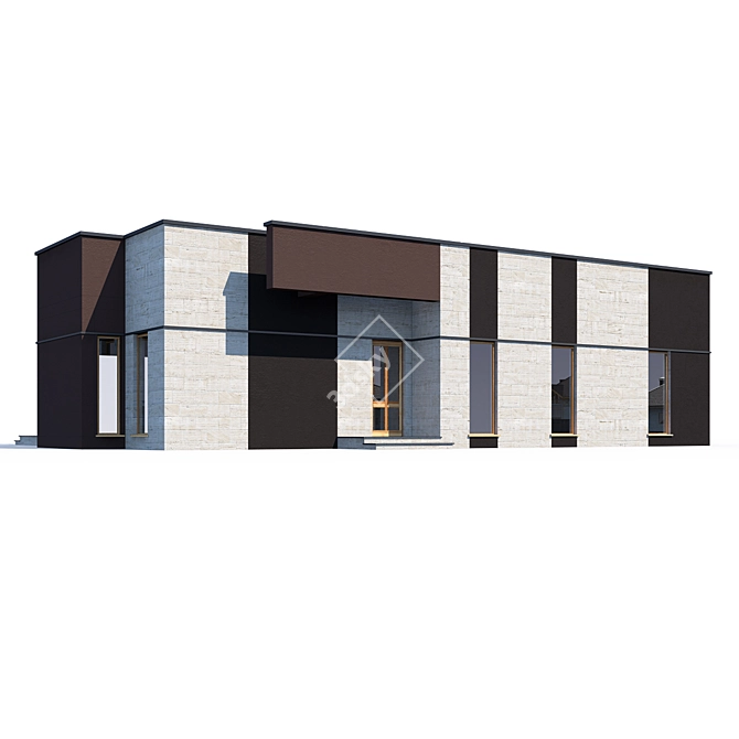 Modern private house design 3D model image 1