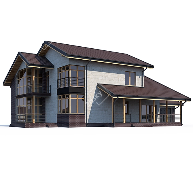 Modern Individual House Design 3D model image 1