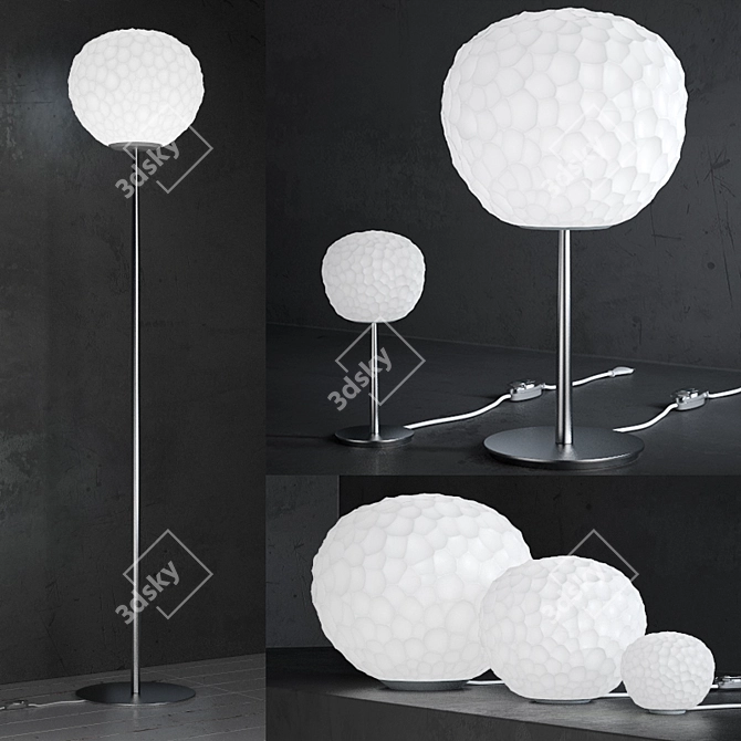 Cosmic Glow: Meteorite Lamp Collection 3D model image 1