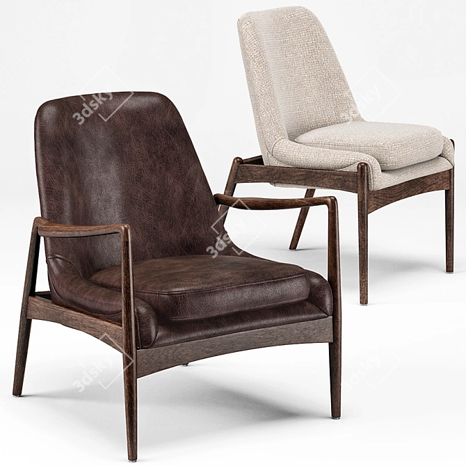 Sophisticated Olena Chairs - Timeless Mid Century Elegance 3D model image 1