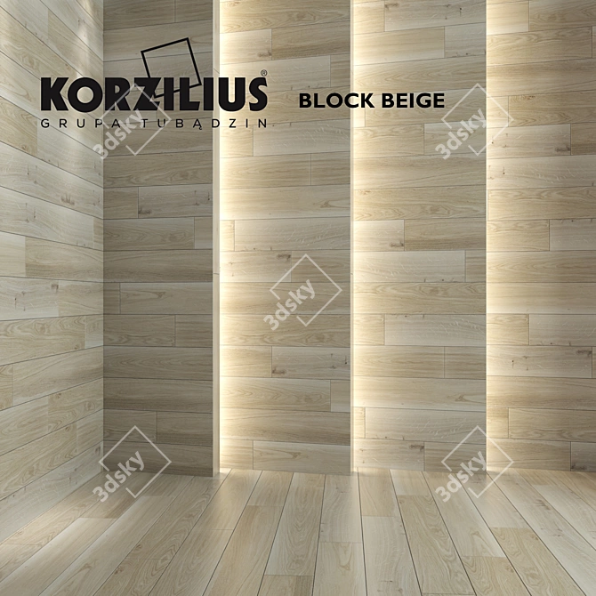 Elegant Beige Wood Blocks 3D model image 1