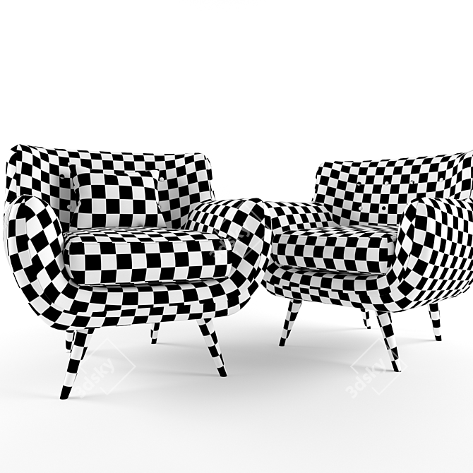 Retro Papaya Armchair: Mid Century Modern Flair 3D model image 2