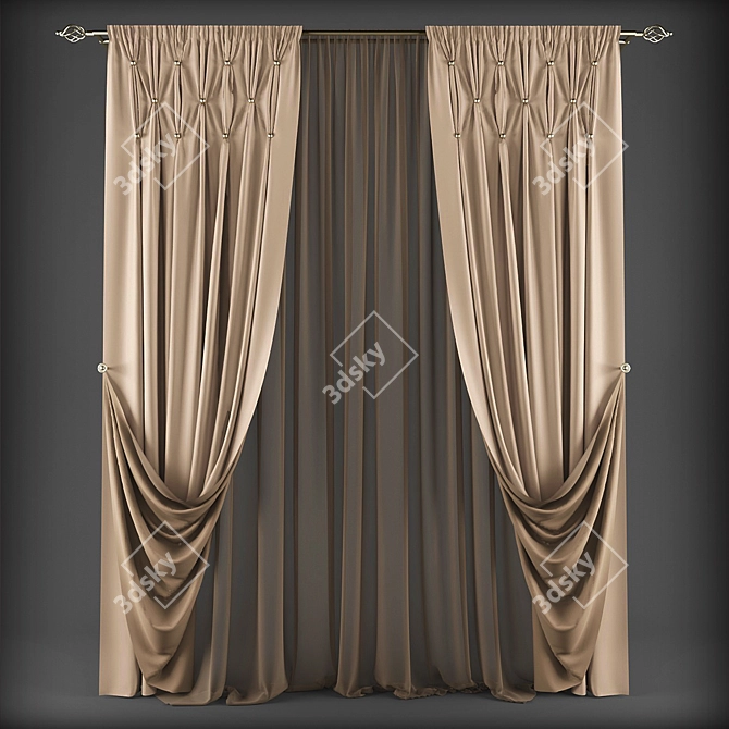 Classic Style Curtains 3D model image 1