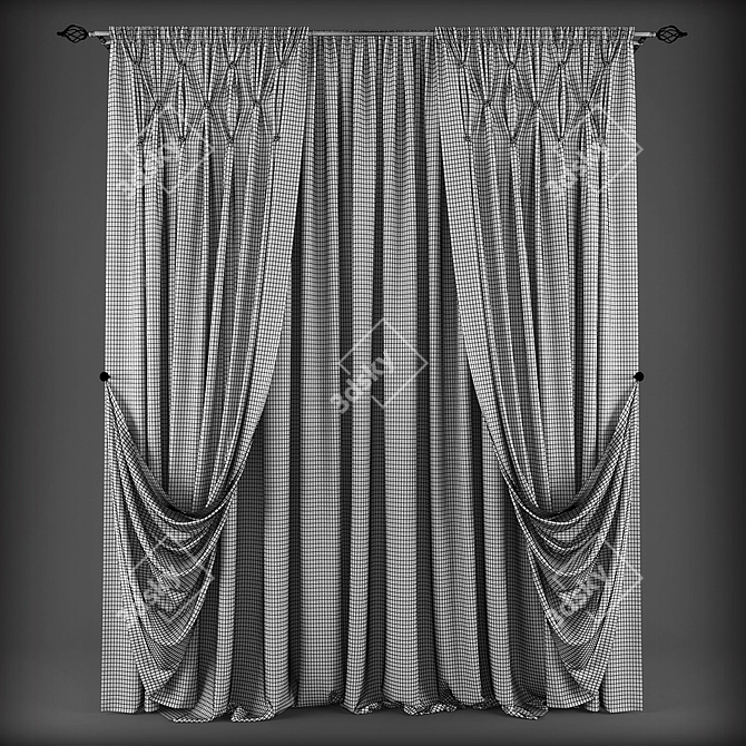 Classic Style Curtains 3D model image 2