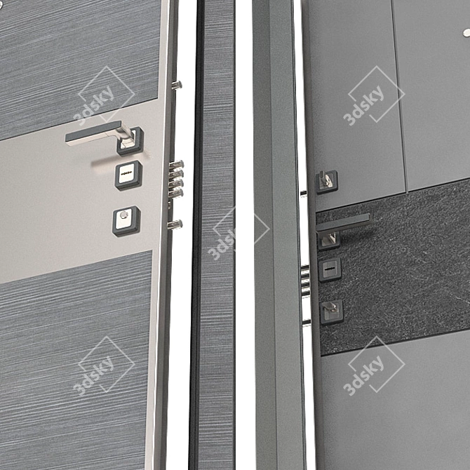 Vitalia: Steel Door with Stainless Steel Insert 3D model image 2