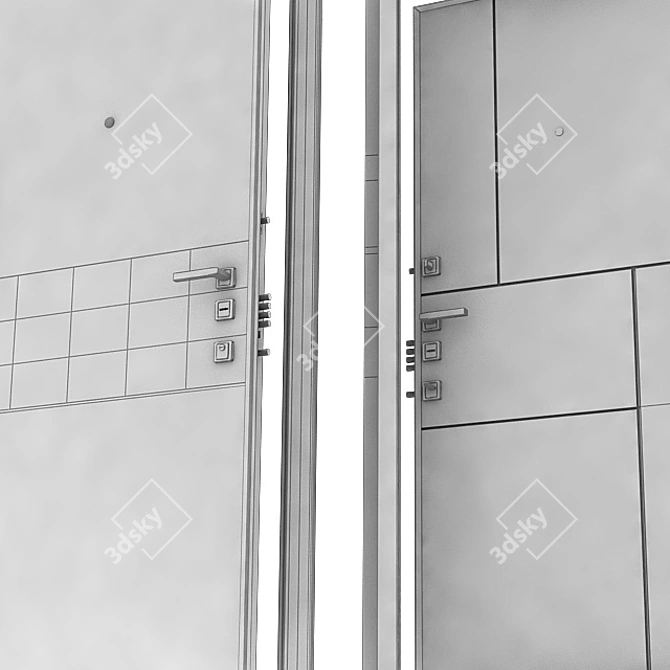 Vitalia: Steel Door with Stainless Steel Insert 3D model image 3