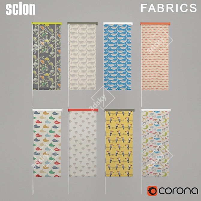 Seamless Roller Blinds with Scion Fabric 3D model image 2