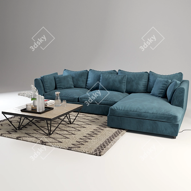 Luxurious Harrington Chaise Sofa 3D model image 3