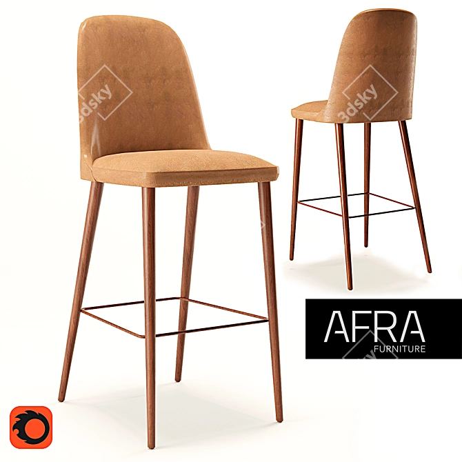 Afra Meka One Barstool: Modern Elegance & Comfort 3D model image 1