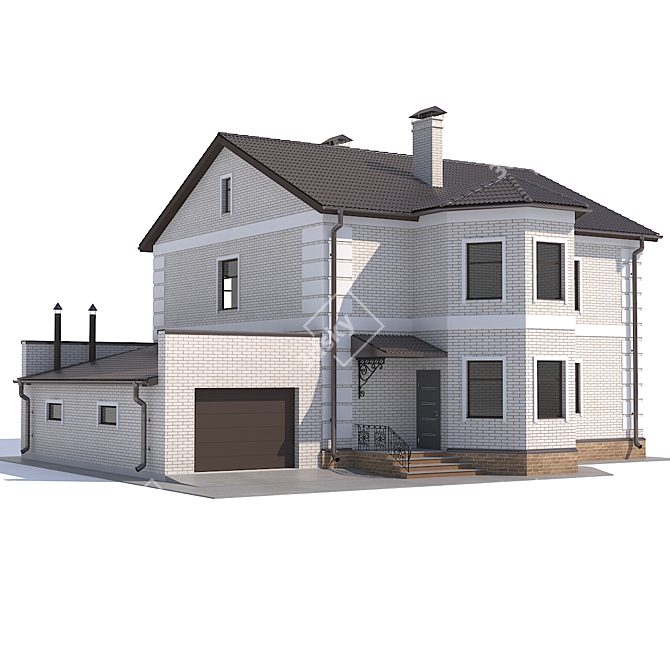 Country Cottage with Garage 3D model image 1