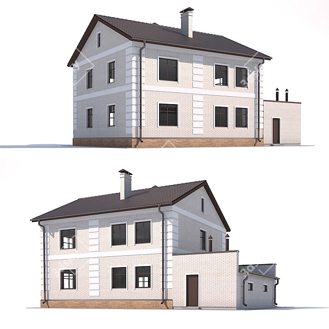 Country Cottage with Garage 3D model image 2