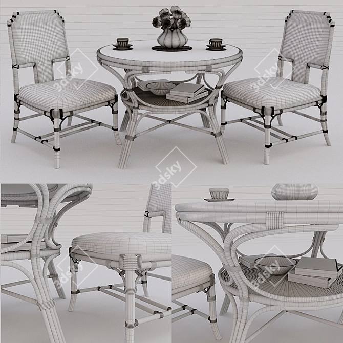 Elegant Nueva Dining Set 3D model image 2
