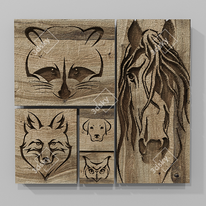 Wooden Decorative Panel 3D model image 1