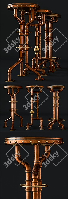 Steampunk Industrial Stools 3D model image 2