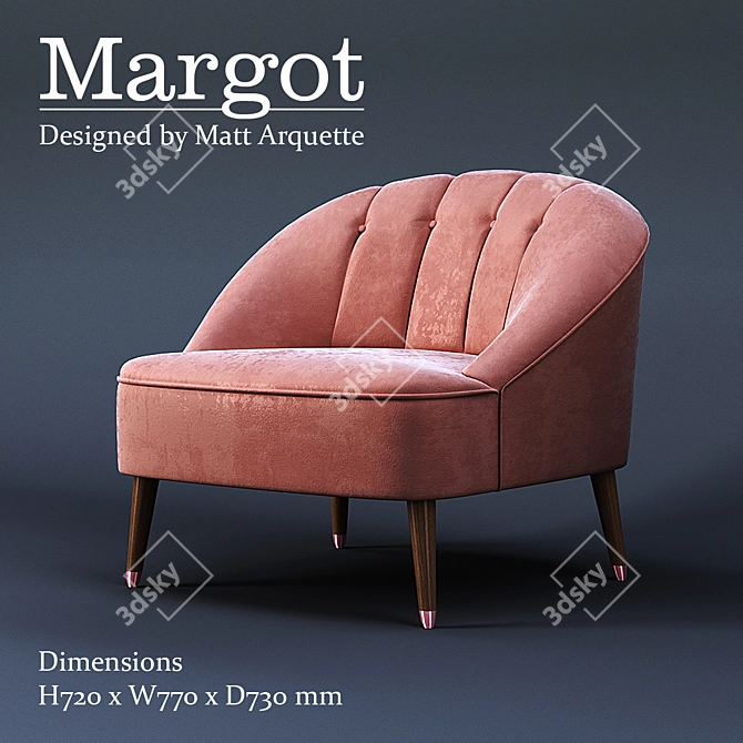 Elegant Old Rose Velvet Accent Chair 3D model image 1