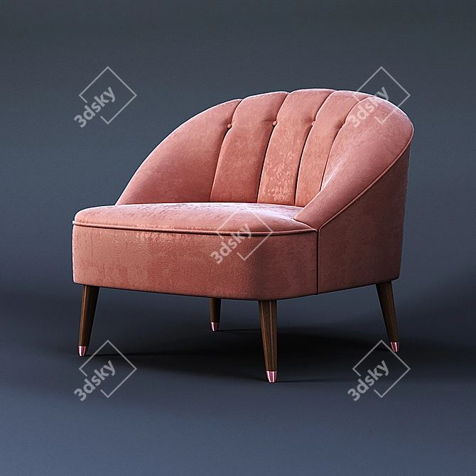 Elegant Old Rose Velvet Accent Chair 3D model image 2