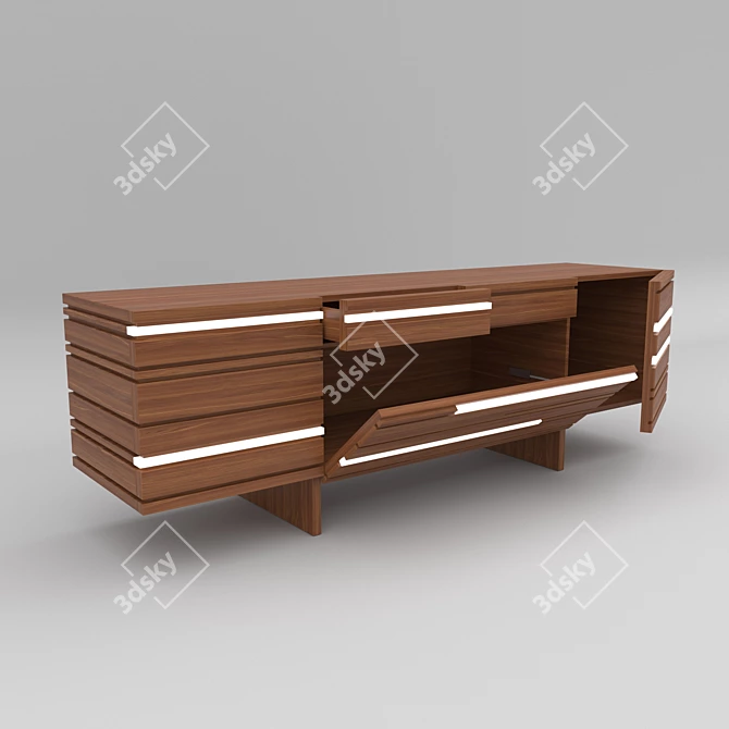 Layered Oak Sideboard 3D model image 2