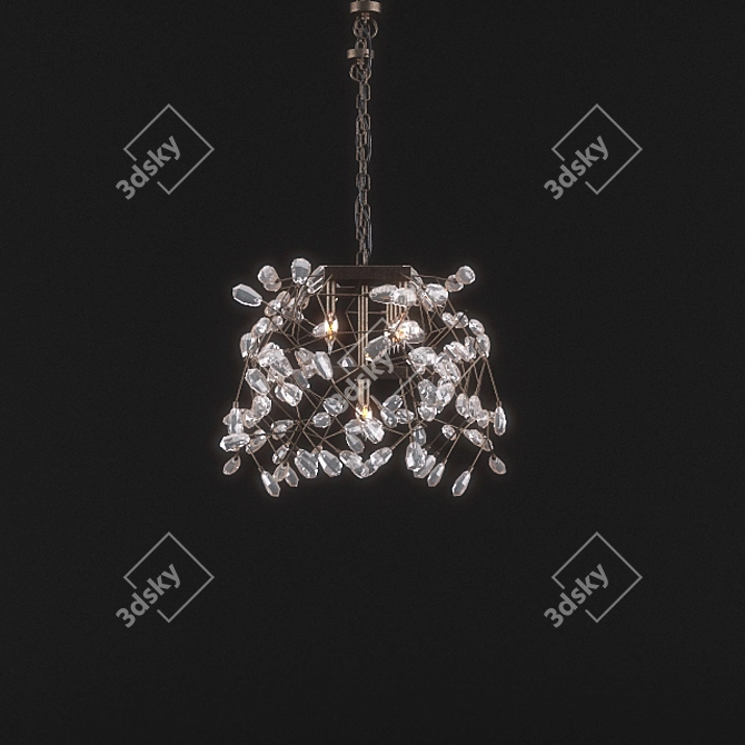 Elegant Crystal Chandelier: Pottery Barn's Bella Rectangular 3D model image 2