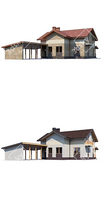 Modern ABS House Design 3D model image 2