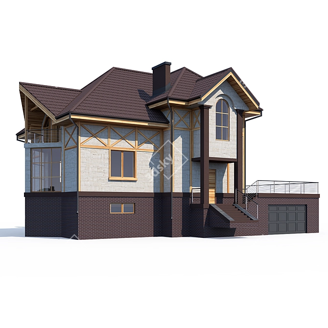 Premium Modern House Design 3D model image 1