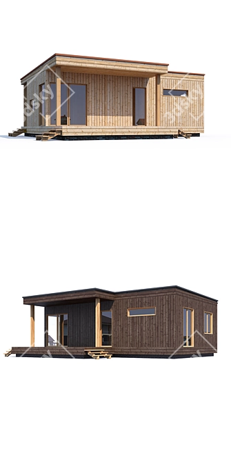 Modern Private House Design Kit 3D model image 2