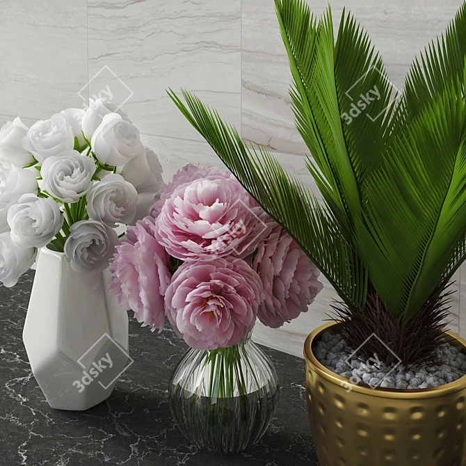 Deluxe Blooms Bouquet 3D model image 2