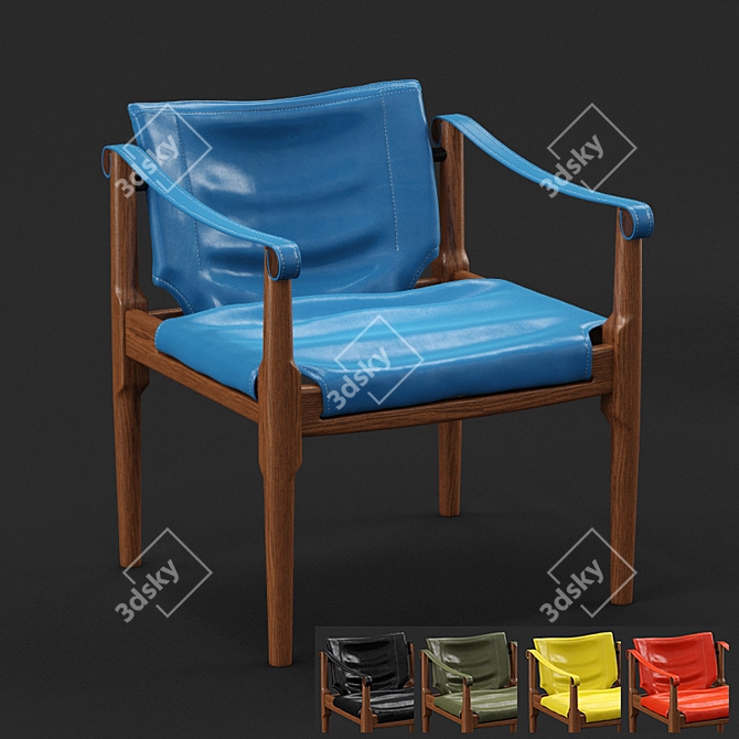 Mid Century Oak Safari Chair by Douglas Heaslet 3D model image 1