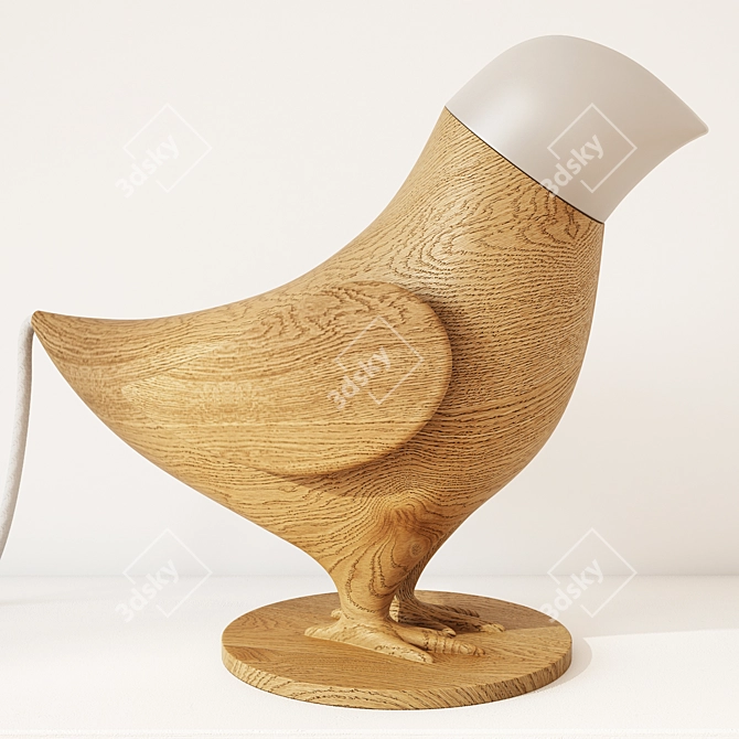 OM Birds Table Lamp: Beautifully Crafted Wood-Crystal Design 3D model image 1