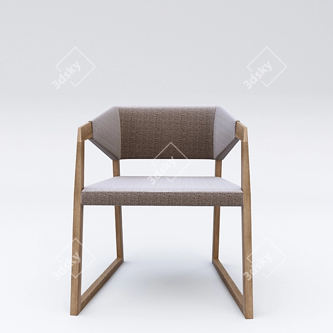 Elegant Walnut Armchair 3D model image 2