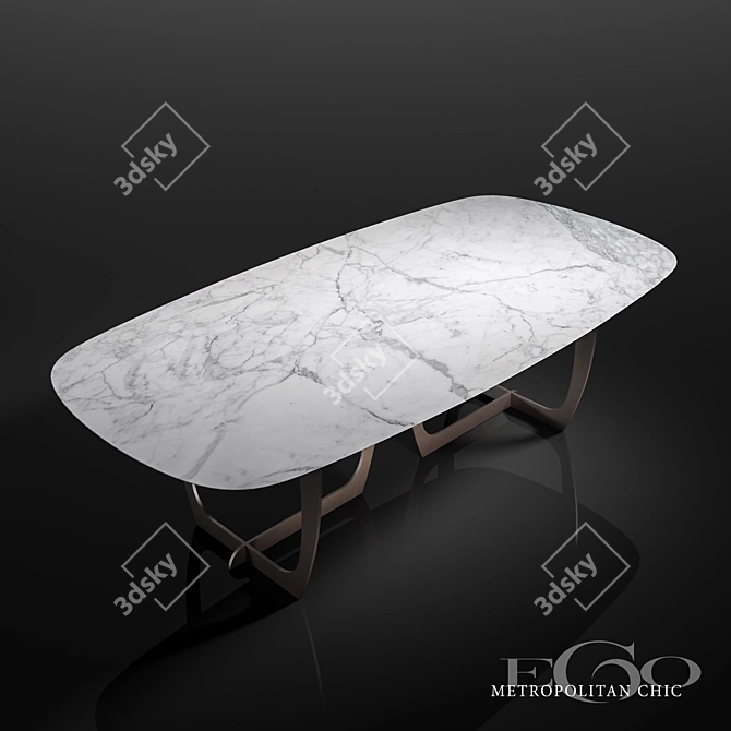 Metropolitan Chic: Gaudì Marble-Walnut Table 3D model image 1