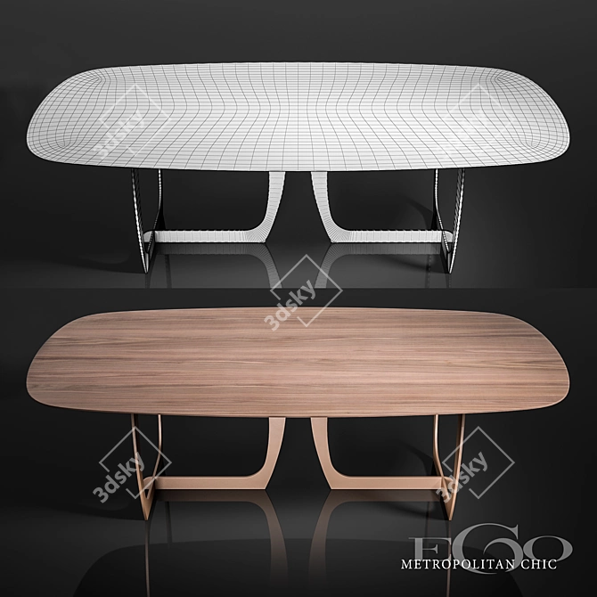 Metropolitan Chic: Gaudì Marble-Walnut Table 3D model image 3