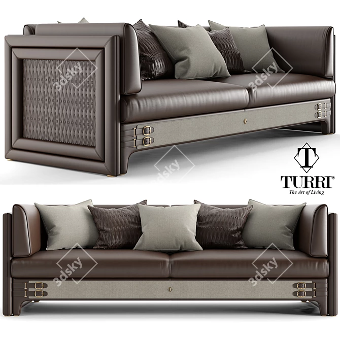 Luxury Italian Turri Numero Tre Sofa 3D model image 1