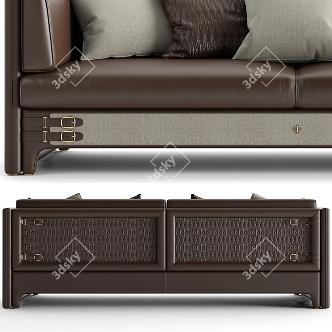 Luxury Italian Turri Numero Tre Sofa 3D model image 2